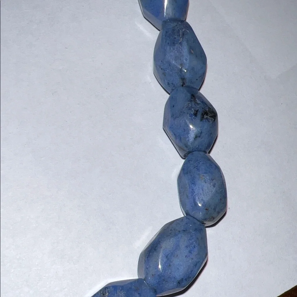 Blue Polished Stone Necklace with lobster clasp - Picture 3 of 10